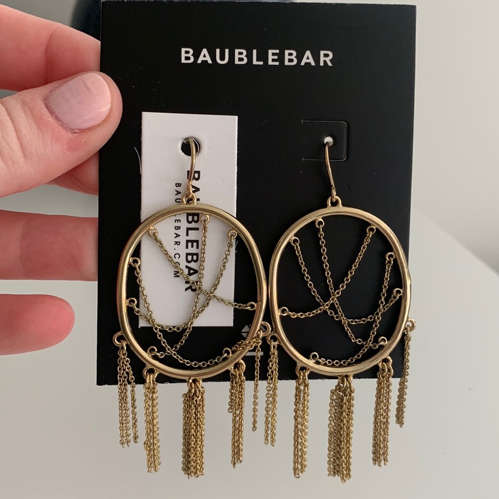 Baublebar gold chain design earrings